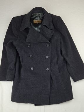 Vintage Sachi Collection Wool Cashmere Blend Pea Coat Size 8